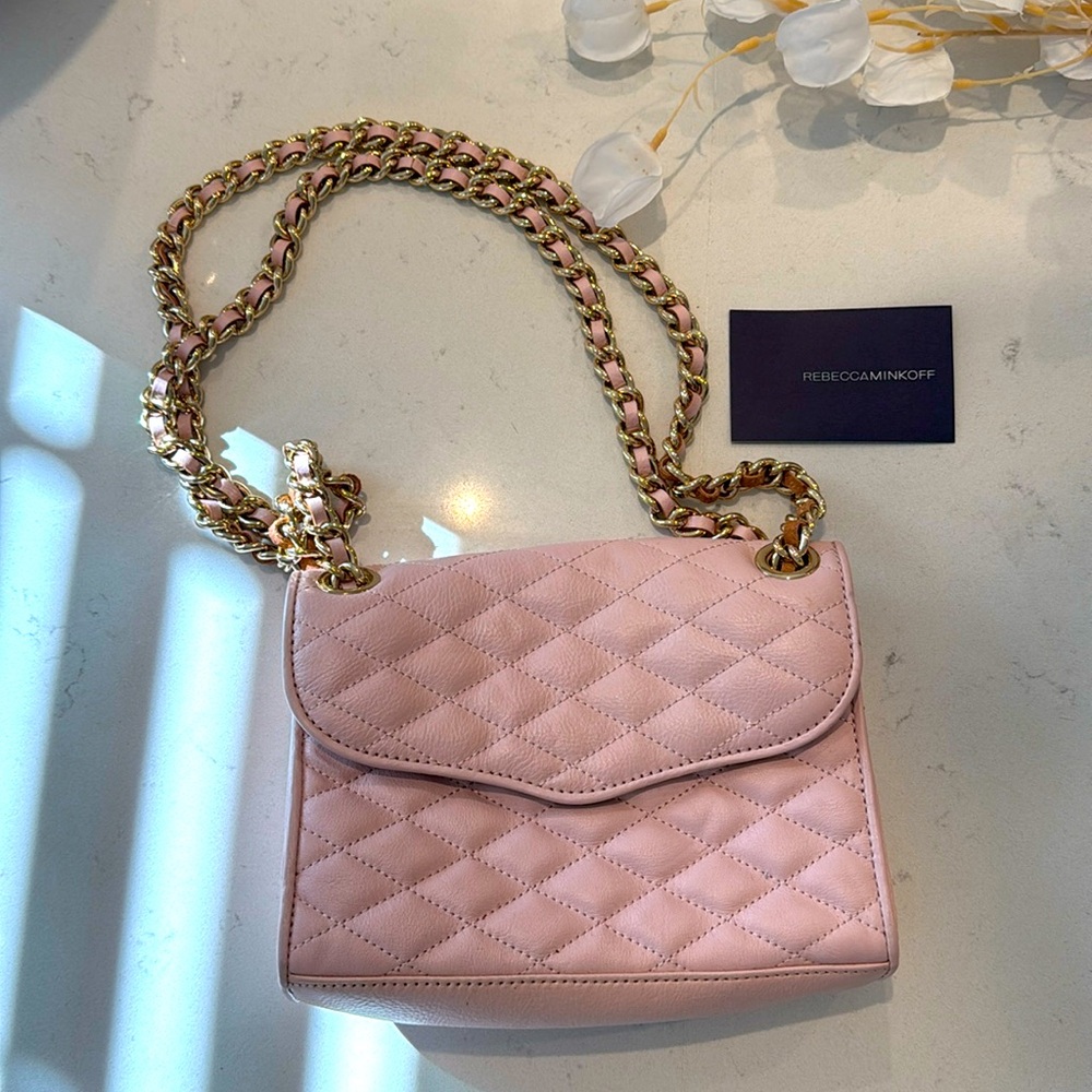 Rebecca Minkoff Pink Quilted Bag with Gold Chain